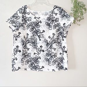 Meadow Rue | Sheer White and Black Floral Design